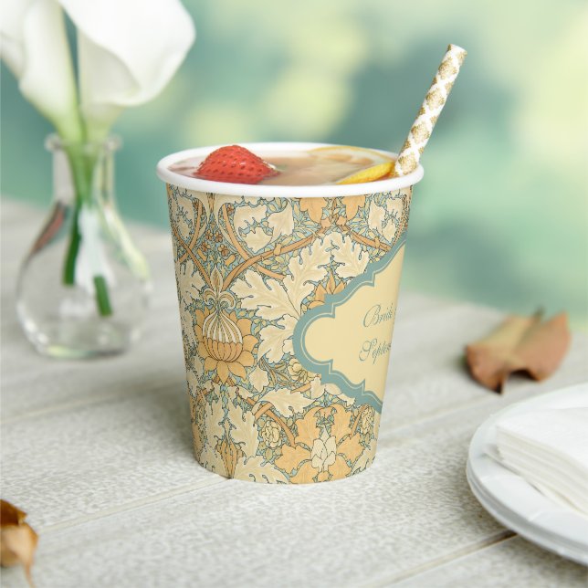 Gobelets En Papier Antique victorienne William Morris St. James flora (Insitu)