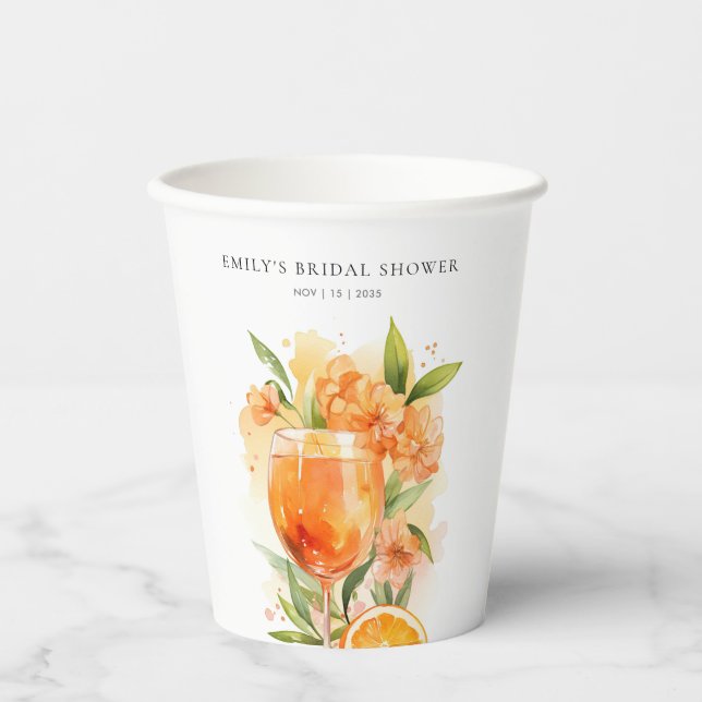 Gobelets En Papier Aperol Spritz Baby Shower de Mariée (Recto)