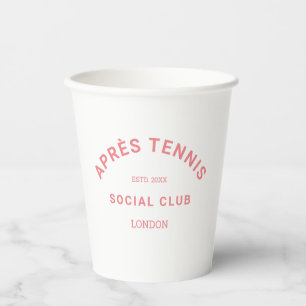 Gobelets En Papier Après Tennis Social Club Rose personnalisé Crest