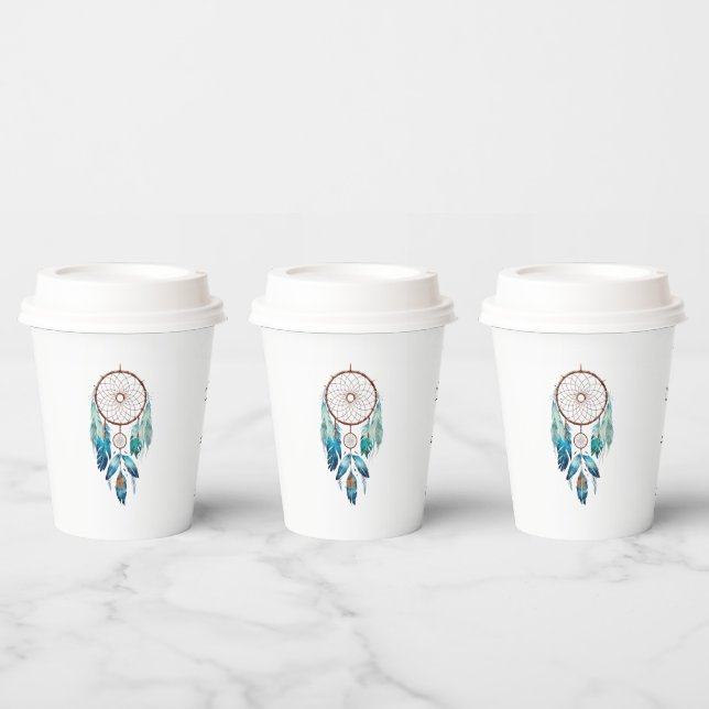 Gobelets En Papier Aquamarine Baby shower Dreamcatcher (Multi)