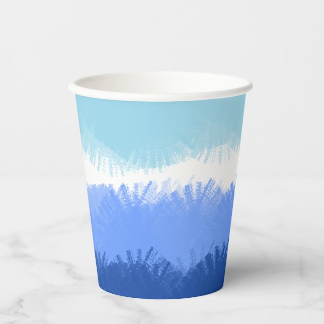 Gobelets En Papier Aquarelle Abstraite moderne tons bleus (Recto)
