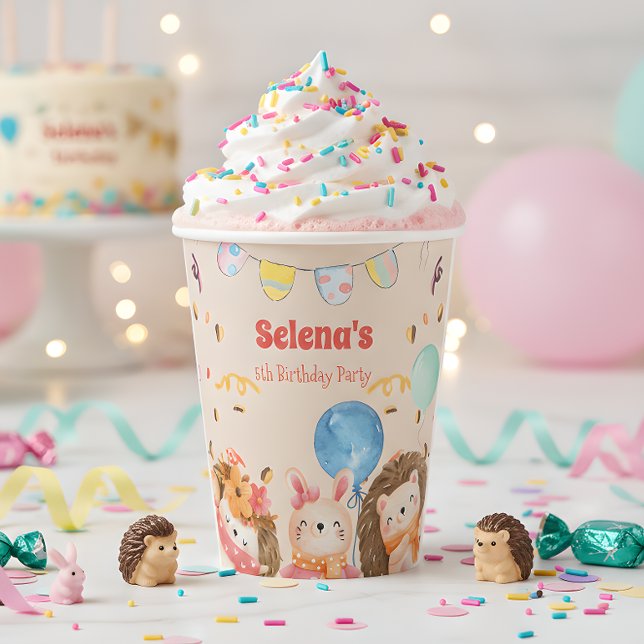 Gobelets En Papier Aquarelle anniversaire de enfant (Créateur téléchargé)