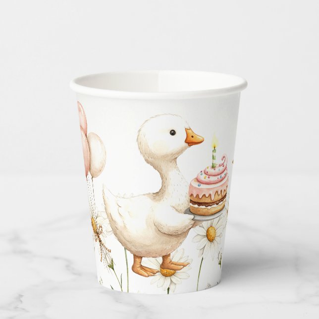 Gobelets En Papier Aquarelle Bébé Oie blanche Anniversaire fête migno (Gauche)