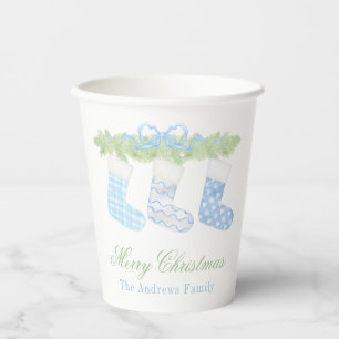 Gobelets En Papier Aquarelle Bleu et Blanc Noëls de Noël