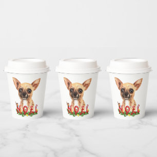 Gobelets En Papier Aquarelle Chihuahua Noel Noël