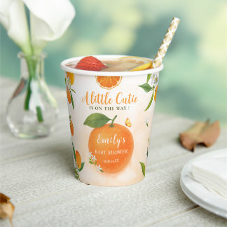 Gobelets En Papier Aquarelle Cutie Coupe Baby shower orange