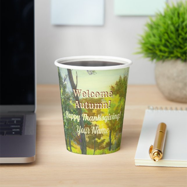 Gobelets En Papier Aquarelle d'automne brillante Coupe papier (Insitu)