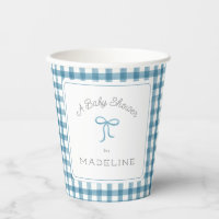 Aquarelle En vichy Baby shower bleu Denim