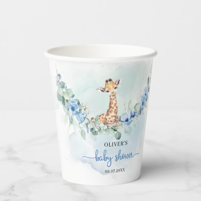 Gobelets En Papier Aquarelle jungle animaux bébé Giraffe tasses de pa (Verso)