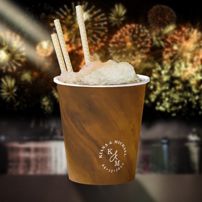 Gobelets En Papier Aquarelle moderne Mariage Gold ID816 (Créateur téléchargé)