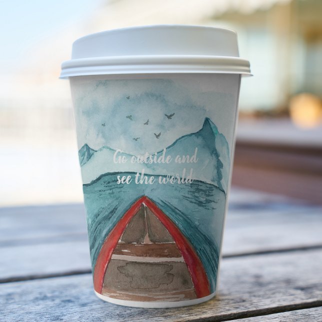 Gobelets En Papier Aquarelle Moderne Nature Voir La Devis Mondiale (Créateur téléchargé)