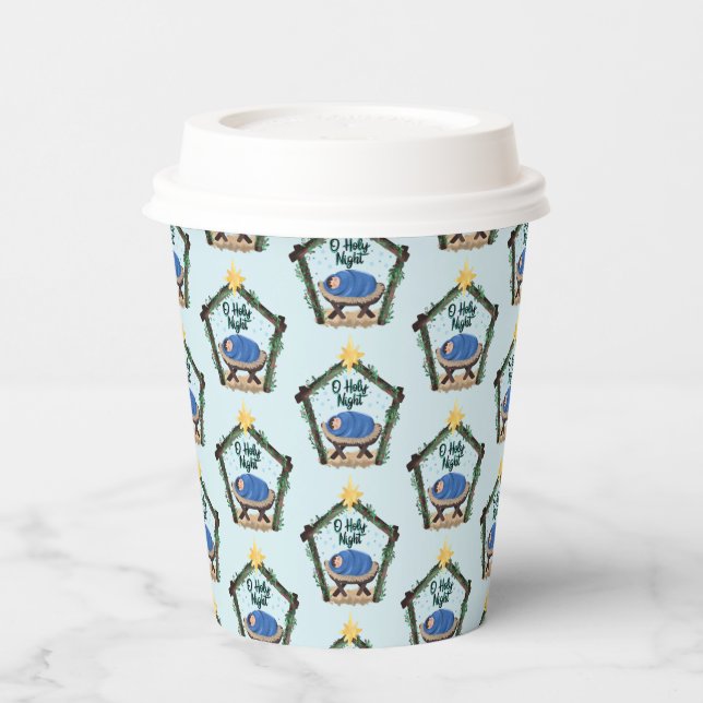 Gobelets En Papier Aquarelle Nativité Coupes en papier de Noël (Gauche)