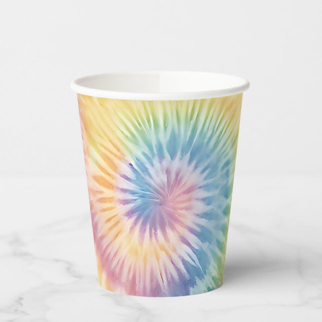 Gobelets En Papier Aquarelle Pastel Rainbow Tie Dye (Gauche)