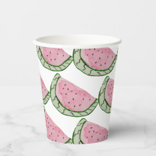 Gobelets En Papier Aquarelle Pastèque Doodles Peint Motif