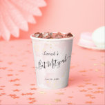 Gobelets En Papier Aquarelle rose x Bat mitzvah or<br><div class="desc">Cette tasse en papier bat mitzvah chic et élégante est ornée d'un arrière - plan blanc avec des touches de pinceau rose vif en aquarelle et des plaques en faux or. Personnalisez-le selon vos besoins. Vous pouvez trouver d'autres produits correspondants dans mon magasin.</div>