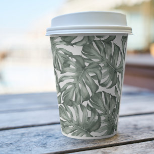 Gobelets En Papier Aquarelle tropicale Oasis moderne Feuille Motif