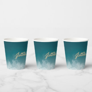 Gobelets En Papier Aquarelle turquoise Ombre Sweet 16