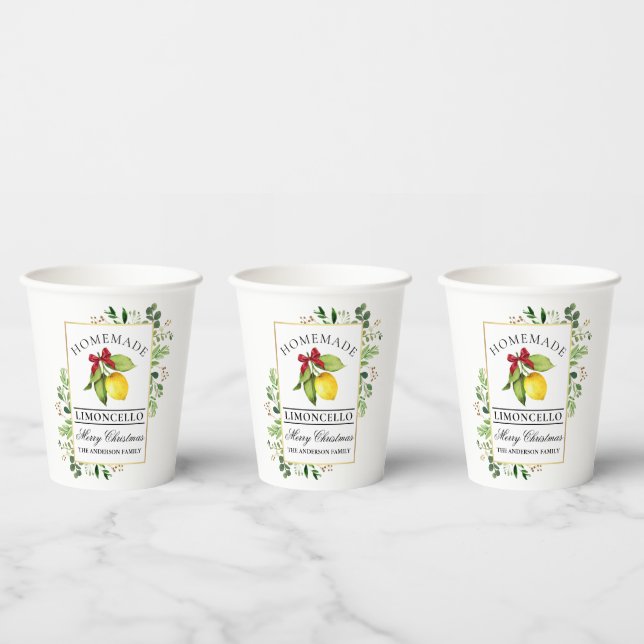 Gobelets En Papier Aquarelle Verdure Maison de vacances Limoncello (Multi)