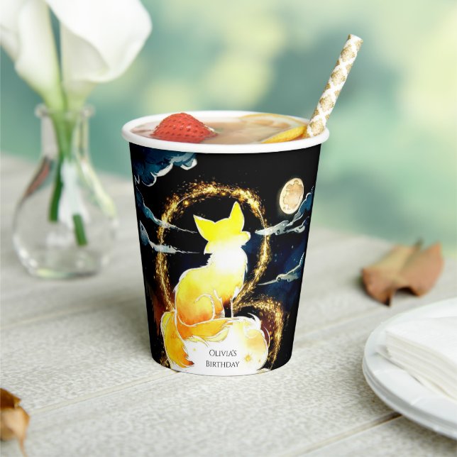 Gobelets En Papier Aquarelle Whimsical Fox Anniversaire (Insitu)