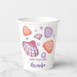 Gobelets En Papier Aquarelles Coquillages Papier Coupes
