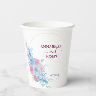 Gobelets En Papier aquarelles Florales Botanique Moderne Mariage
