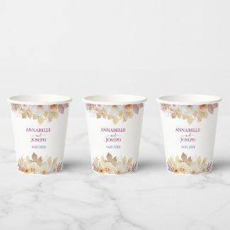 Gobelets En Papier aquarelles Florales Mariage Botanique Moderne