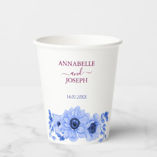 Gobelets En Papier aquarelles Florales Mariage Botanique Moderne