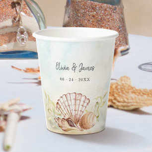 Gobelets En Papier Aquarium Coquillages Tropical Beach Mariage
