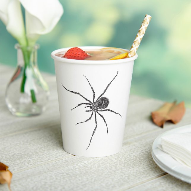 Gobelets En Papier Araignée noire aux longues pattes arachnide effray (Créateur téléchargé)