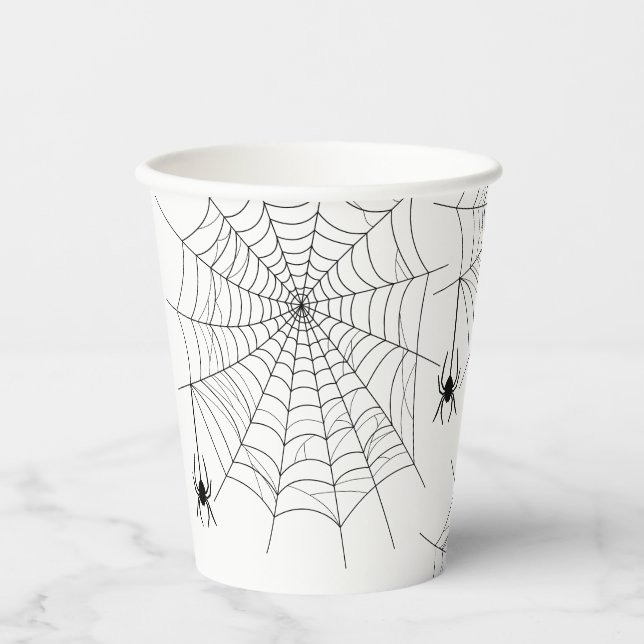 Gobelets En Papier Araignées et toile d'araignée Simple Halloween (Recto)