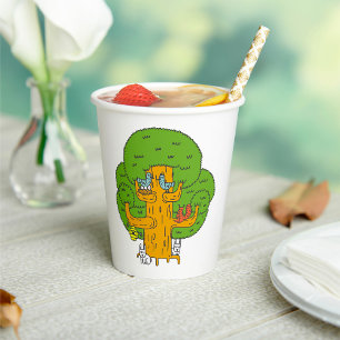 Gobelets En Papier Arbre avec des animaux de la forêt Nature mignonne