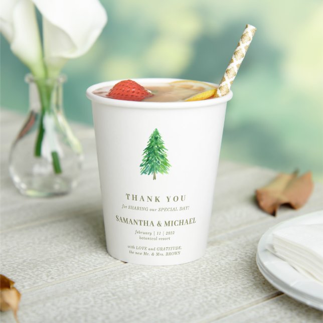 Gobelets En Papier Arbre de forêt Fleur Minimal Boisson Mariage (Insitu)