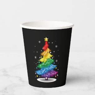 Gobelets En Papier Arbre de Noël arc-en-ciel Fierté LGBT Gay Joyeux N