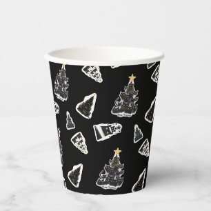 Gobelets En Papier Arbre de Noël Chat Noir Amusant Meowy
