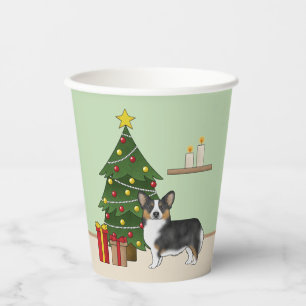 Gobelets En Papier Arbre de Noël du Pembroke Welsh Corgi tricolore no