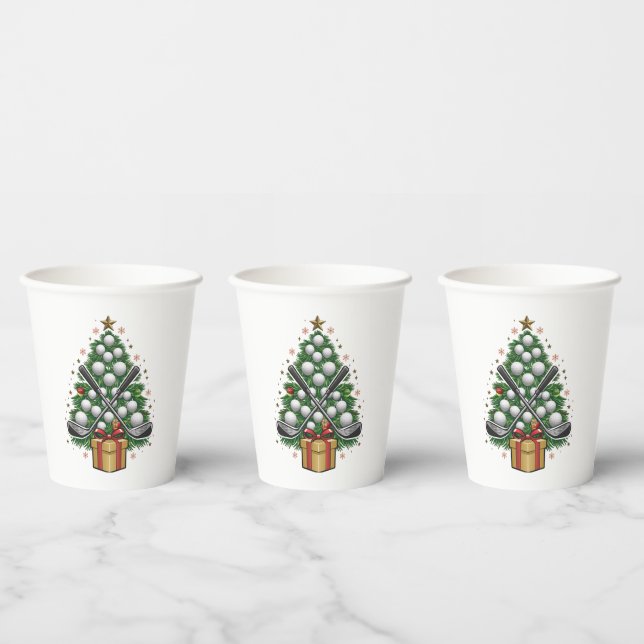 Gobelets En Papier Arbre de Noël Équipement de Golf Noël Golf (Multi)