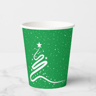 Gobelets En Papier Arbre de Noël et neige