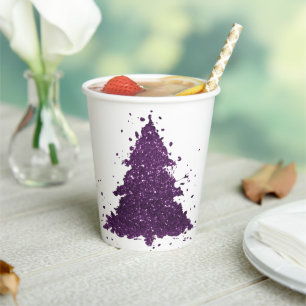 Gobelets En Papier Arbre de Noël Moody Plum profond