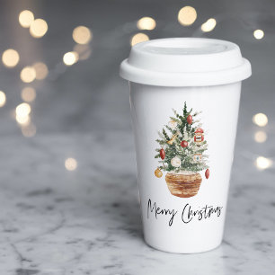 Gobelets En Papier Arbre de Noël Vintage Joyeux Noël