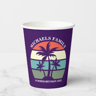 Gobelets En Papier Arbre de palmier violet personnalisé pour une fête