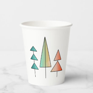 Gobelets En Papier arbres arc-en-ciel modernes du milieu du siècle ro