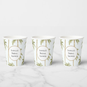 Gobelets En Papier Arbres de palmiers verts tropicaux blancs pour la