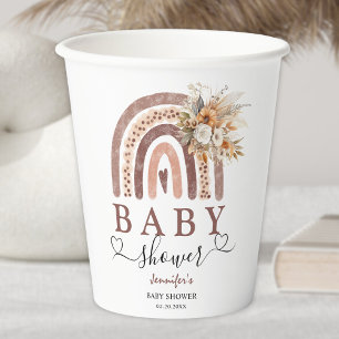 Gobelets En Papier Arc-en-ciel Boho Document de Baby shower non sex