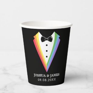 Gobelets En Papier Arc-en-ciel noir Garçons d'honneur personnalisés F