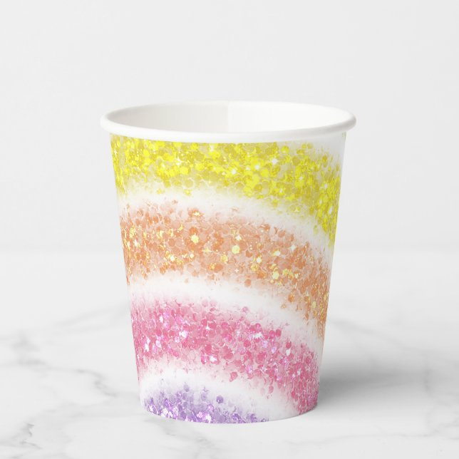 Gobelets En Papier Arc-en-ciel Paillettes Pastel (Gauche)
