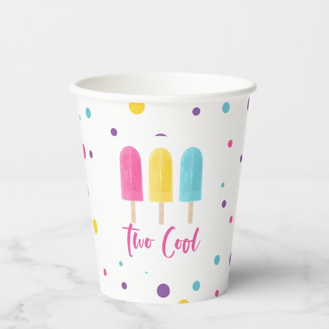 Gobelets En Papier Arc-en-ciel Pop Deux Cool 2e Anniversaire (Recto)