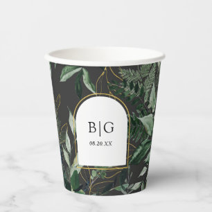 Gobelets En Papier Arc moderne avec mariage aquarelle feuillage