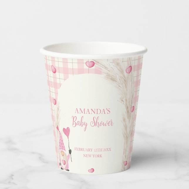 Gobelets En Papier Arche Boho Rose En vichy Baby shower Swetheart (Recto)