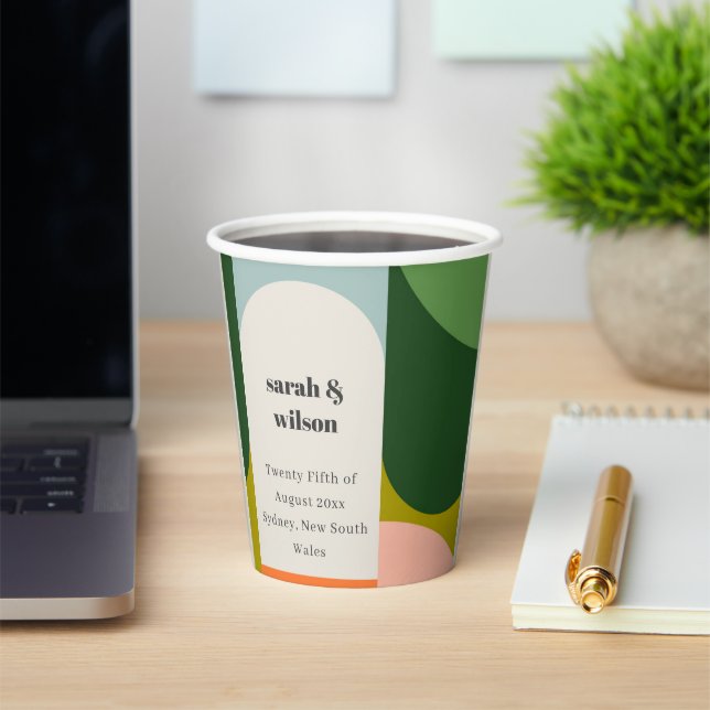 Gobelets En Papier Arche rétro Super colorée Gras Mariage Abstrait (Insitu)