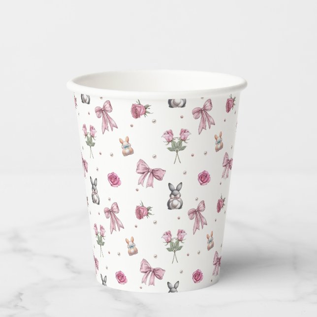 Gobelets En Papier Arcs, Lapins et Fleurs (Recto)
